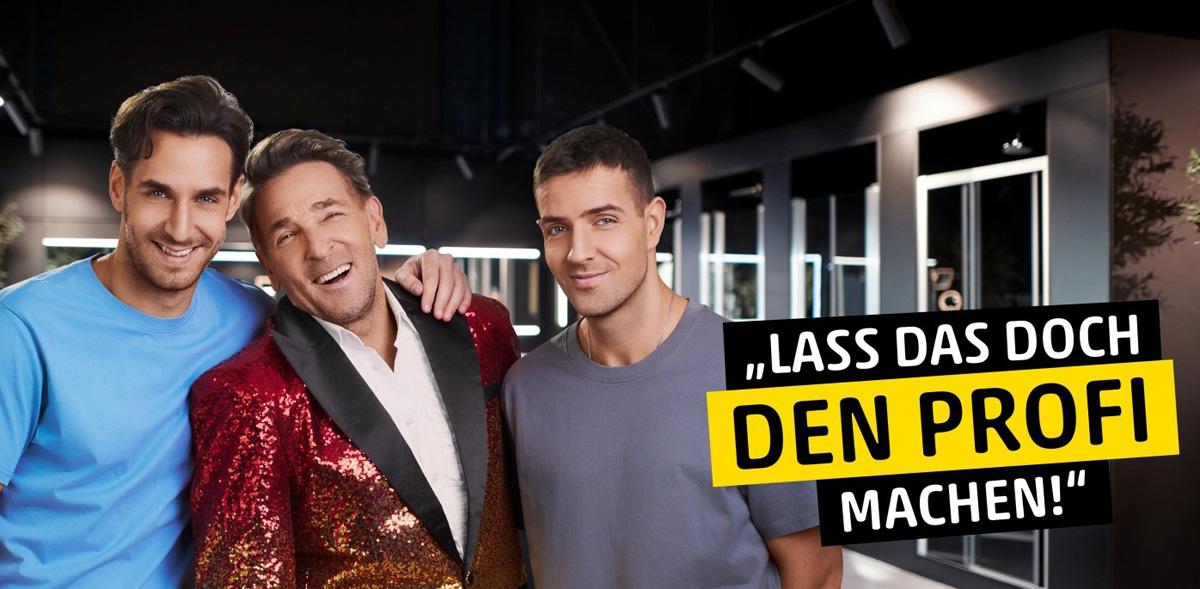 Bekannte Gesichter der Kampagne: Schauspieler Mark Keller mit seinen Söhnen Aaron und Joshua Keller machen auf die Leistungen der Installationsprofis aufmerksam 