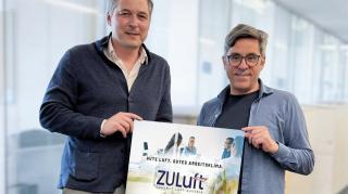 v.l.: Wolfgang Hucek, Geschäftsführung Trox Austria + CEE GmbH Vorsitzender des Vorstandes des Vereins ZULuft und Andreas Jäger, Meteorologe und Klimaexperte